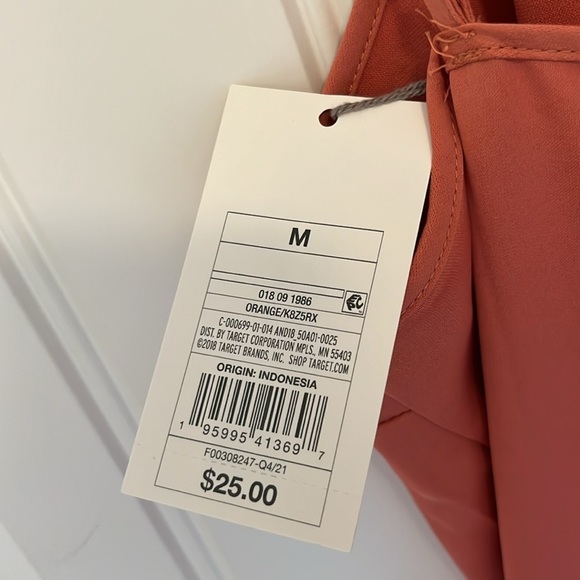 A New Day Peach Spaghetti Strap Satin Tank Midi Slip Dress Size Medium NWT - Picture 13 of 14